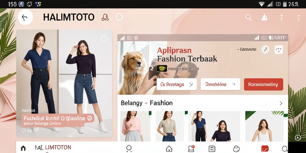 Tampilan antarmuka aplikasi HALIMTOTO untuk belanja fashion.