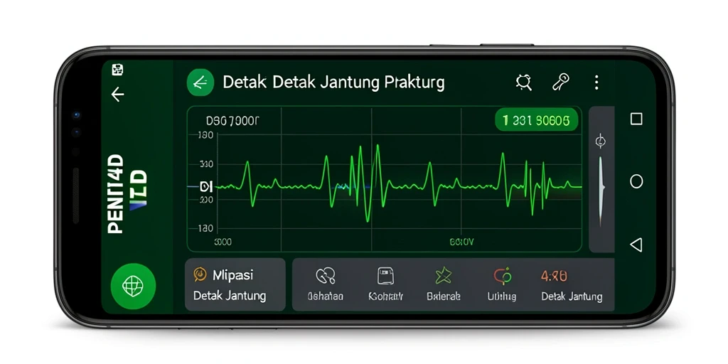 Antarmuka aplikasi PENITI4D yang menunjukkan fungsi detak jantung.