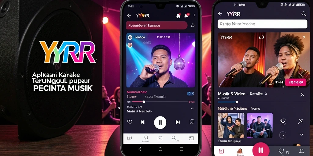 Tampilan antarmuka YYRR dengan pilihan lagu karaoke yang menarik.