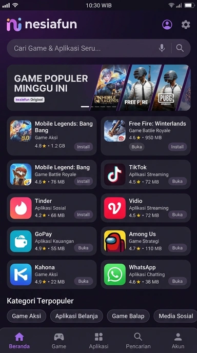 Tampilan katalog aplikasi nesiafun